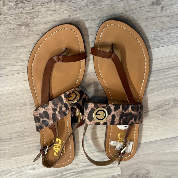 GBG Los Angeles Leopard and Brown Sandals - Picture 1 of 3